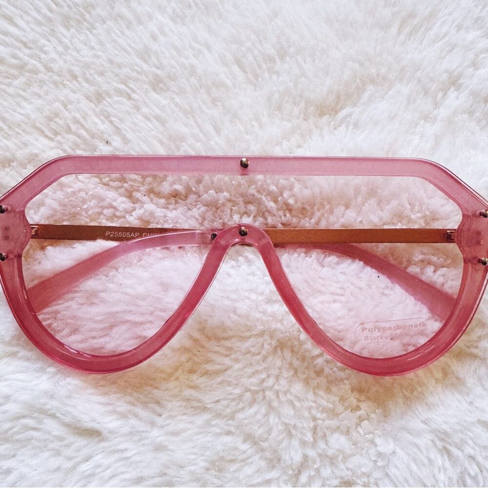 Women's Pink Shield Sunglasses - Oversized Trendy Visor Style